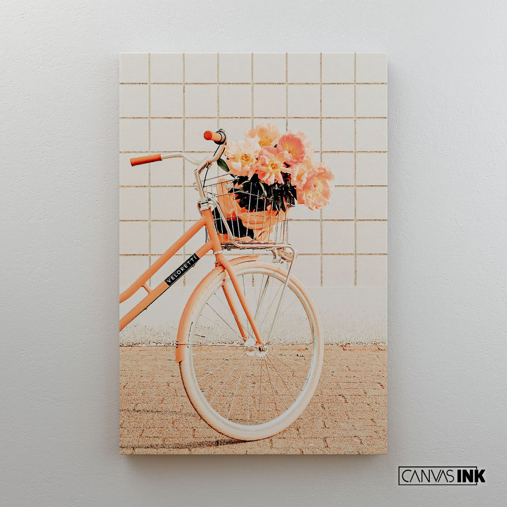 Cuadro Tríptico Peach 1 - Bicicleta